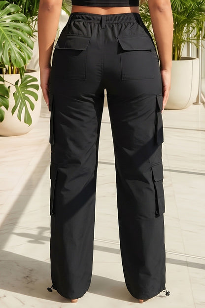 High Rise Straight Leg Cargo Pant With String Stopper