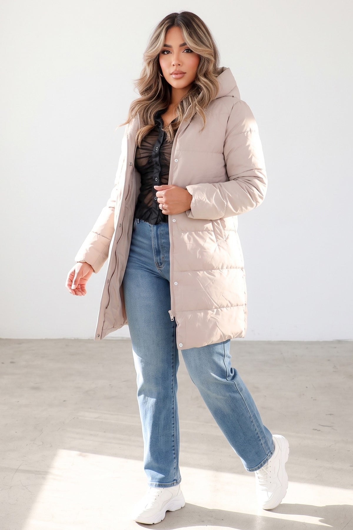 Puffy Padding Jacket With Hoodie