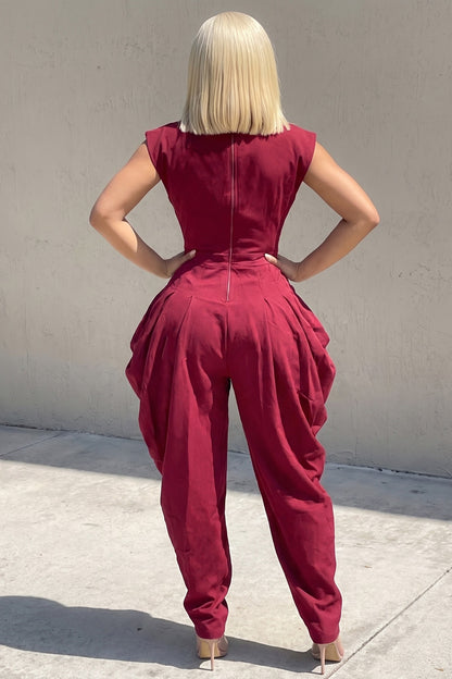 Cap Sleeve Gold Ornate Buttons Harlem Pant Jumpsuit