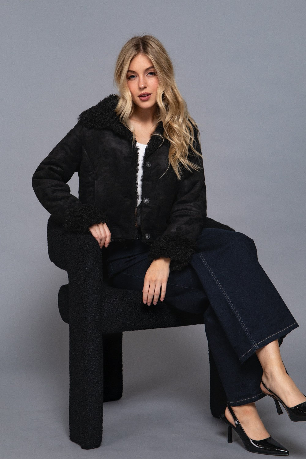 Inside Fur Suede Short Jacket
