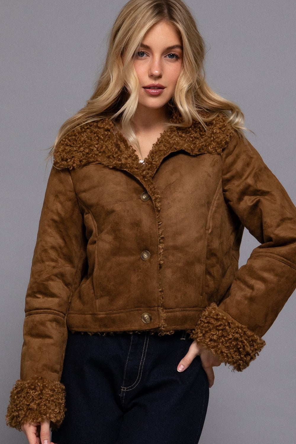 Inside Fur Suede Short Jacket