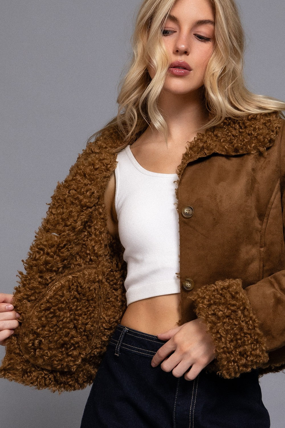 Inside Fur Suede Short Jacket