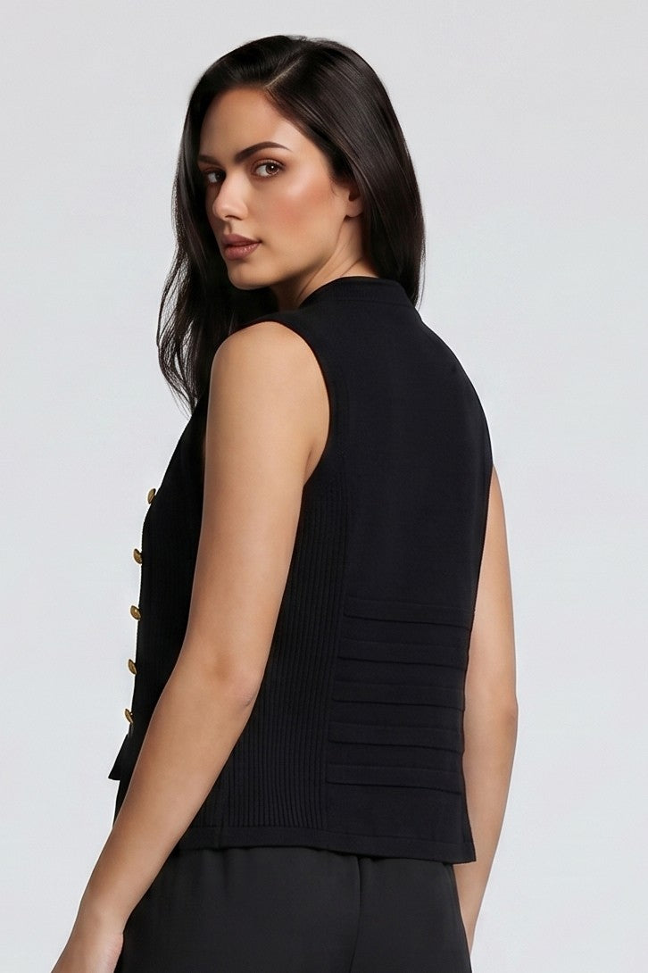 Military Button Sweater Vest