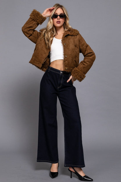 Inside Fur Suede Short Jacket