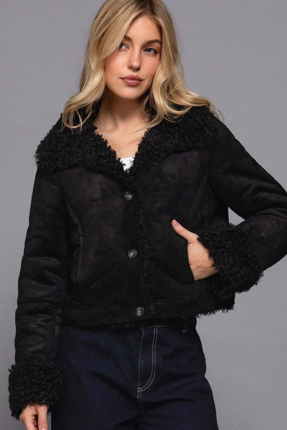 Inside Fur Suede Short Jacket