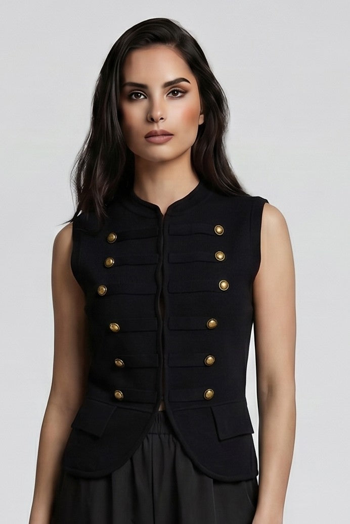 Military Button Sweater Vest