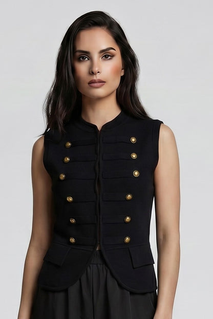 Military Button Sweater Vest
